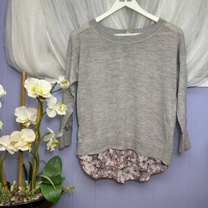 Gray Floral Layered Women's Top